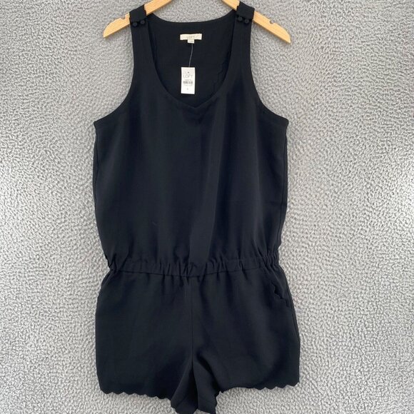 LOFT Pants - LOFT Romper Womens Black Scalloped Hem Pockets Sleeveless Cut Out Backless NWT